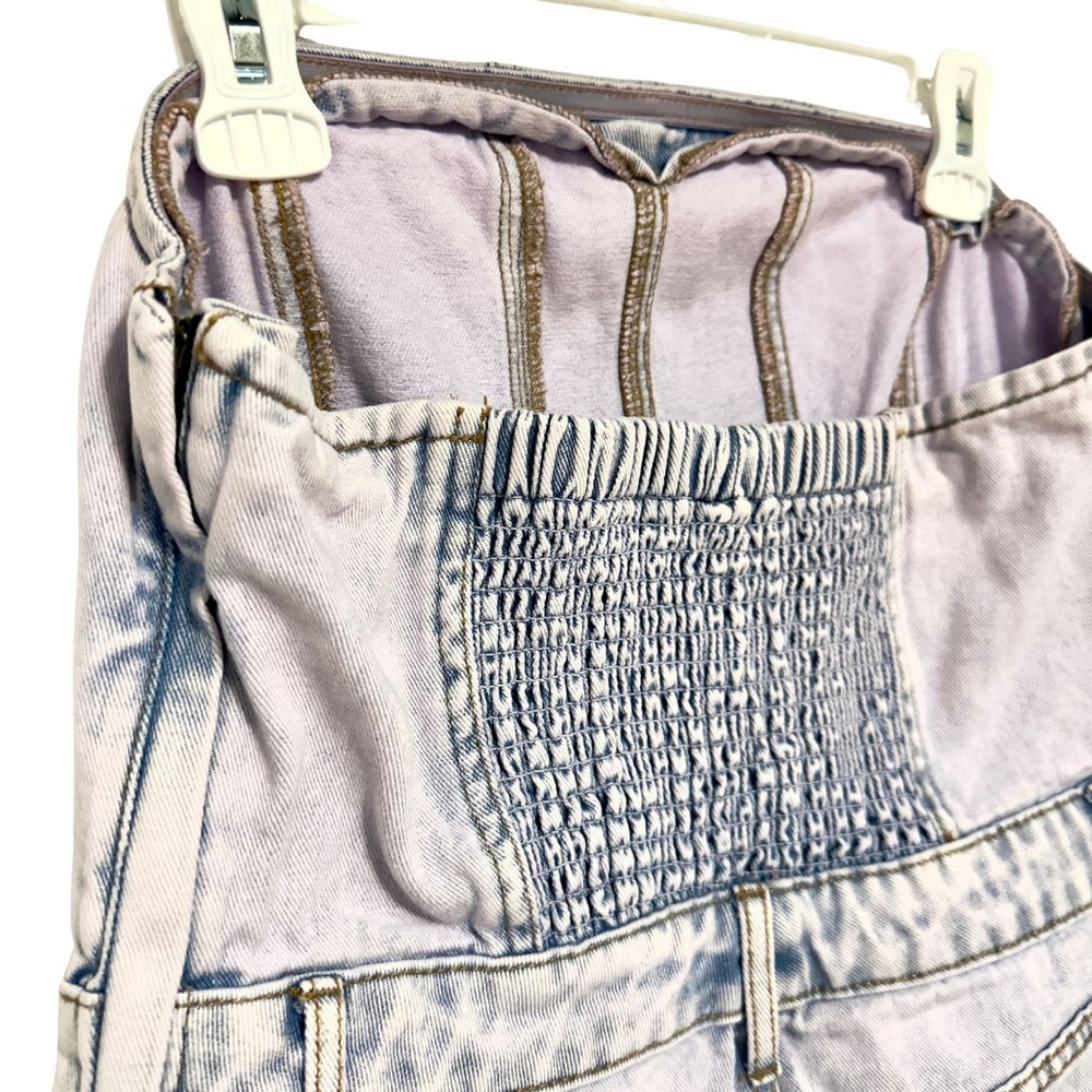 Women's WILD FABLE Y2K Strapless TUBE TOP DENIM Cargo Pockets Jumpsuit JEANS M - Picture 10 of 13